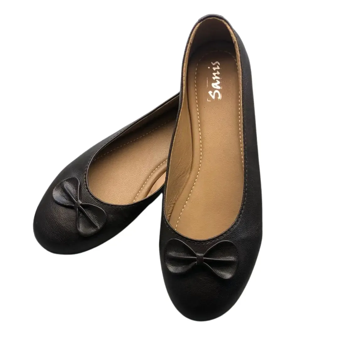 Stella Dark Brown Leather Ballet Flats