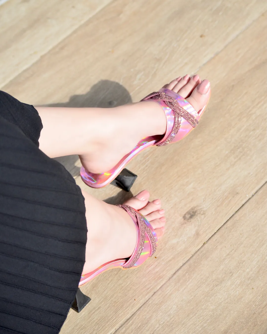 Stessy Neon Block Heels - Rose Gold