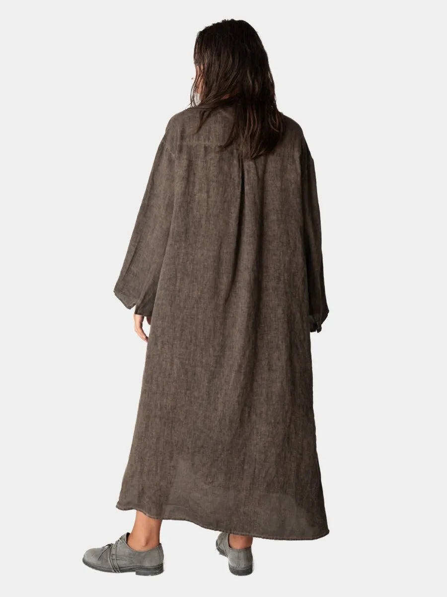 Stonewashed Linen V-Neck Kaftan Dress