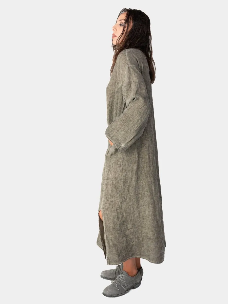 Stonewashed Linen V-Neck Kaftan Dress