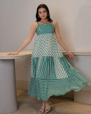 Stripes Love Polka Dot Long Dress