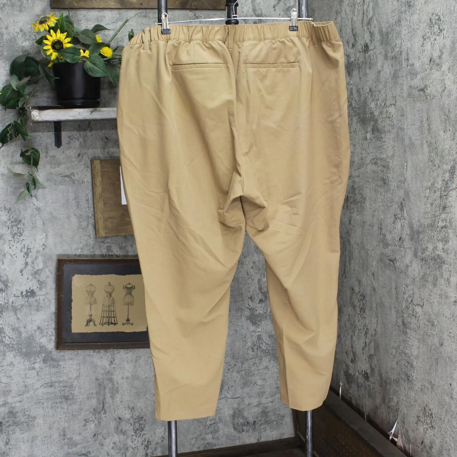 Studio by Torrid Womens Khaki Elastic Waist Zip Front Dress Pants Brown 22R