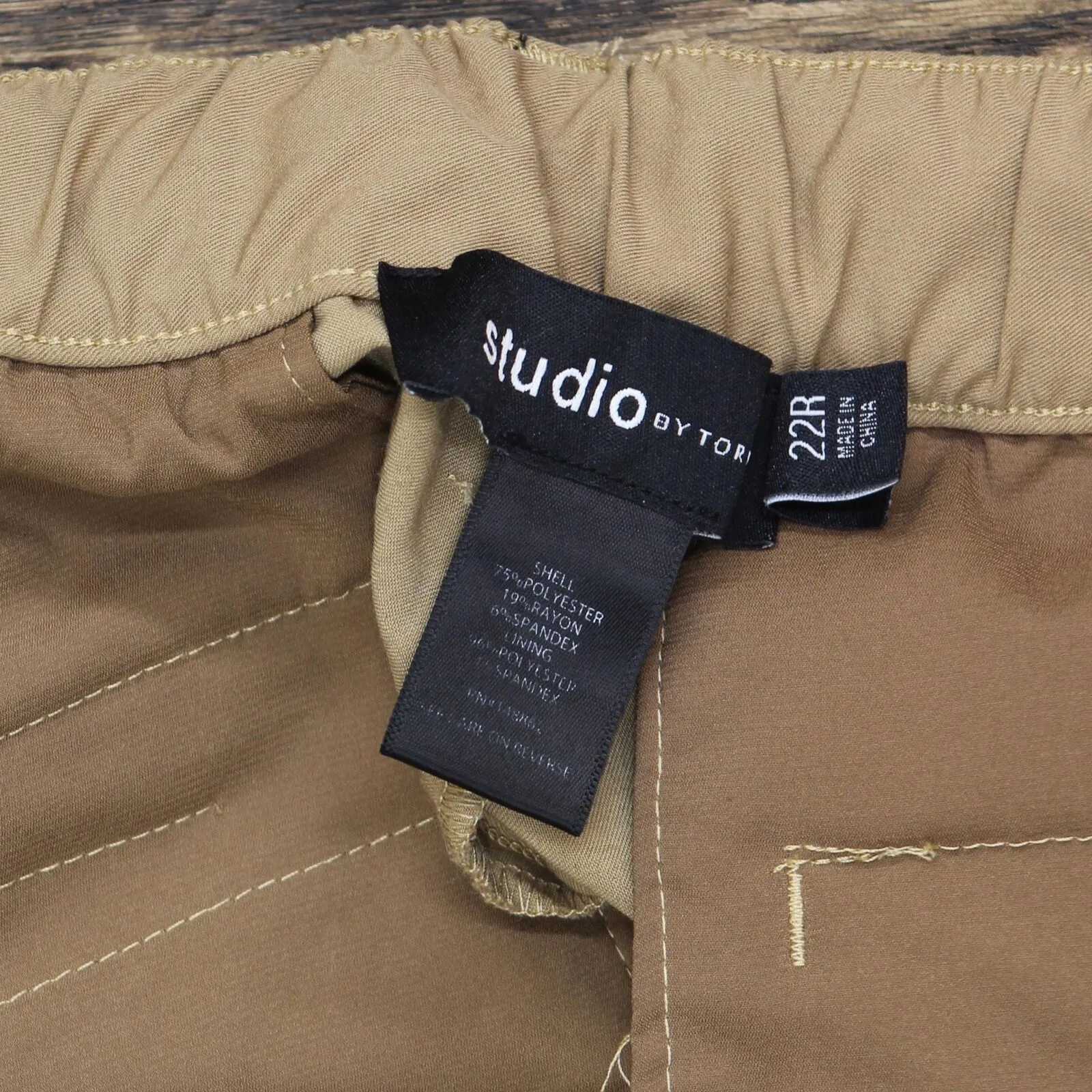 Studio by Torrid Womens Khaki Elastic Waist Zip Front Dress Pants Brown 22R