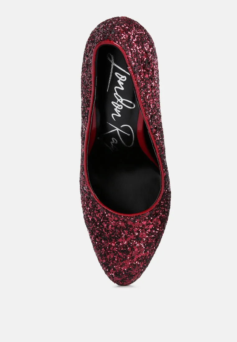 Sugar Plum Glitter Conical Heel Pumps By Ruw