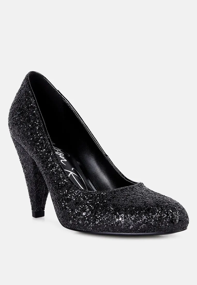 Sugar Plum Glitter Conical Heel Pumps By Ruw