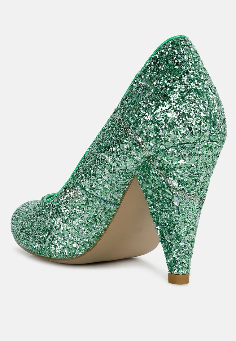 Sugar Plum Glitter Conical Heel Pumps By Ruw