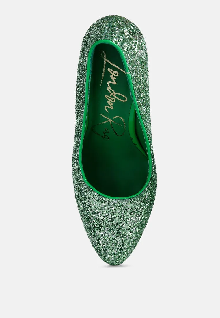 Sugar Plum Glitter Conical Heel Pumps By Ruw