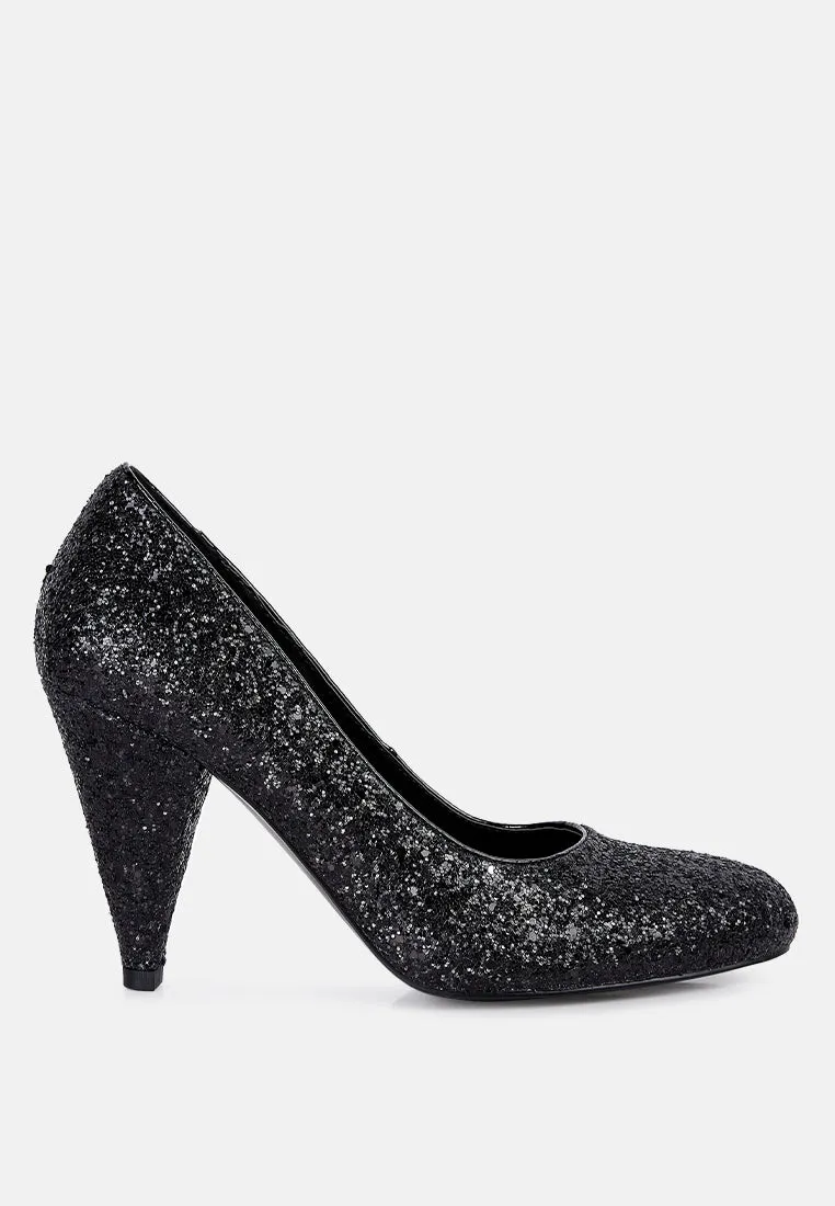 Sugar Plum Glitter Conical Heel Pumps By Ruw