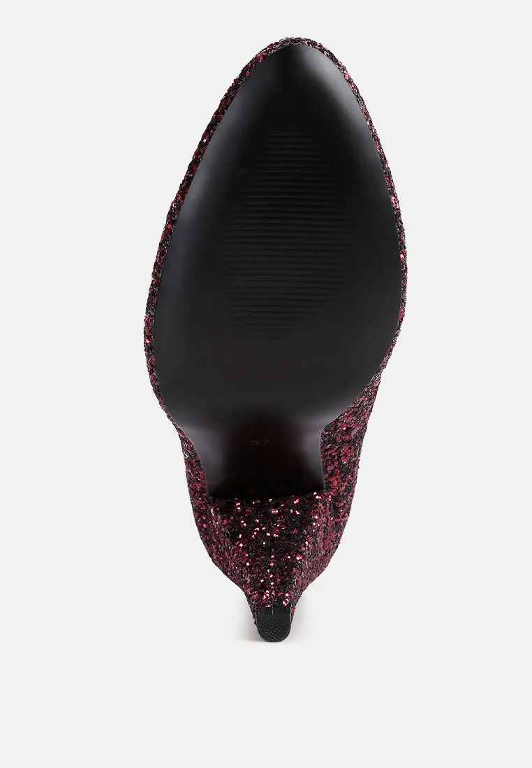 Sugar Plum Glitter Conical Heel Pumps By Ruw