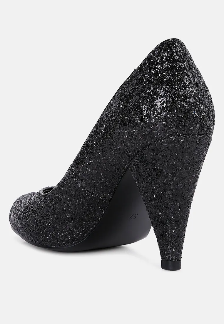Sugar Plum Glitter Conical Heel Pumps By Ruw