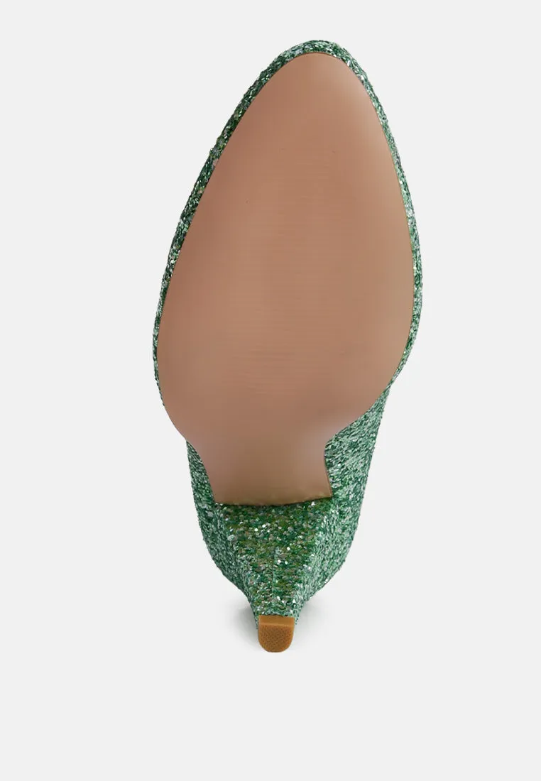 Sugar Plum Glitter Conical Heel Pumps By Ruw
