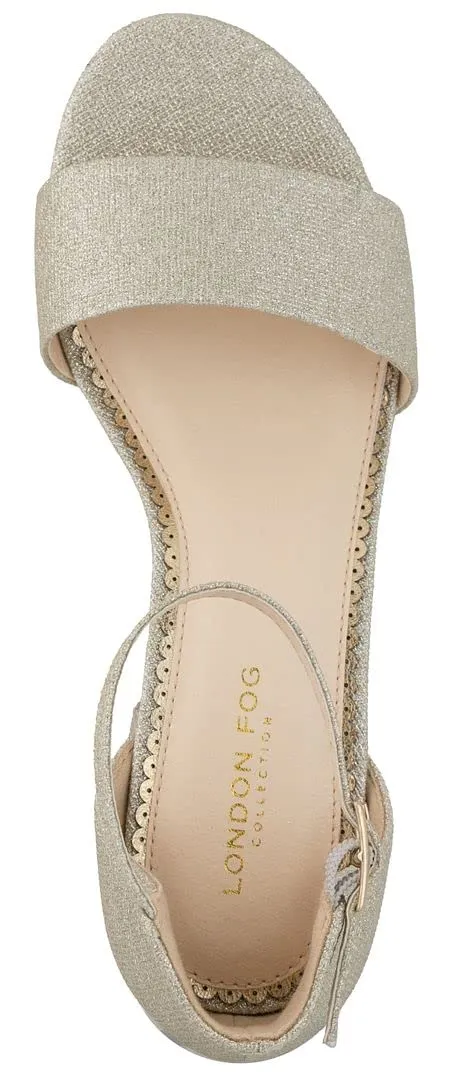 Sugar Women's Low Two Piece Block Heel Dress Shoe Ladies Ankle Strap Pump Sandal-Noelle-Gold Glitter-8