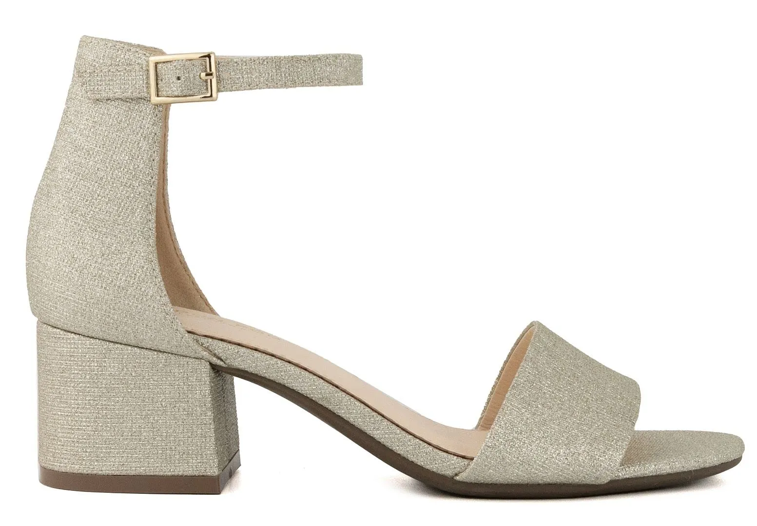 Sugar Women's Low Two Piece Block Heel Dress Shoe Ladies Ankle Strap Pump Sandal-Noelle-Gold Glitter-8