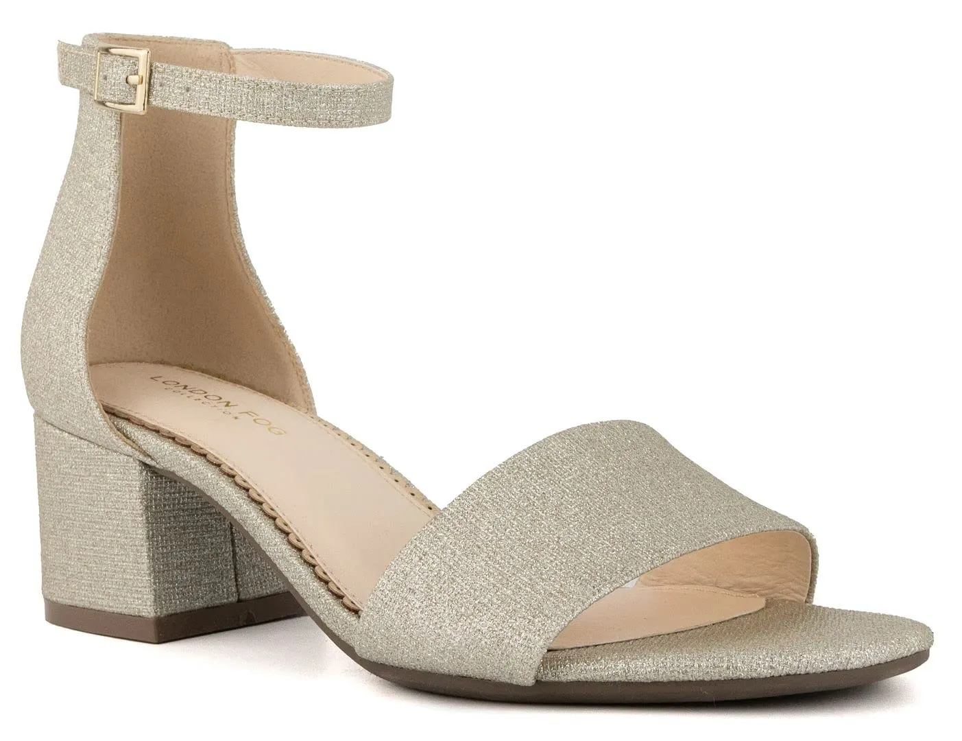 Sugar Women's Low Two Piece Block Heel Dress Shoe Ladies Ankle Strap Pump Sandal-Noelle-Gold Glitter-8