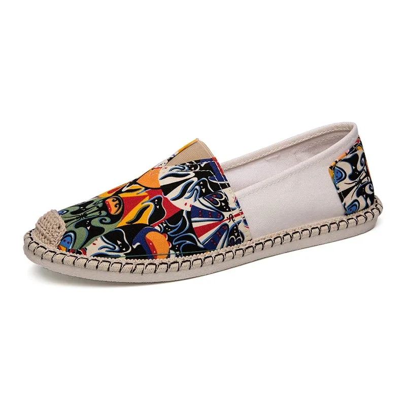 Summer Low women's Retro Canvas Shoes Linen Breathable Casual Flats Shoes womens Espadrilles Loafers