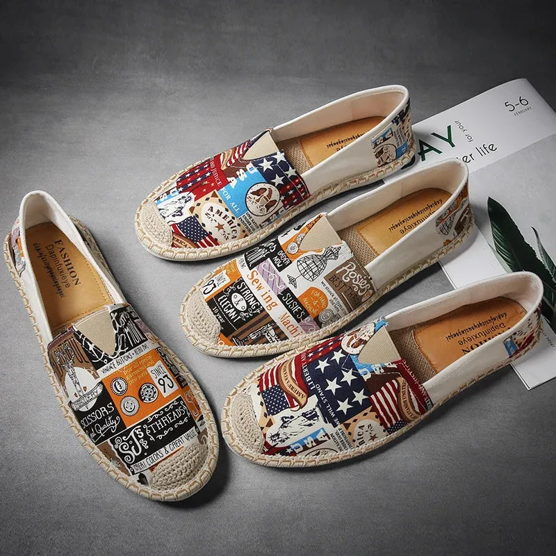 Summer Low women's Retro Canvas Shoes Linen Breathable Casual Flats Shoes womens Espadrilles Loafers