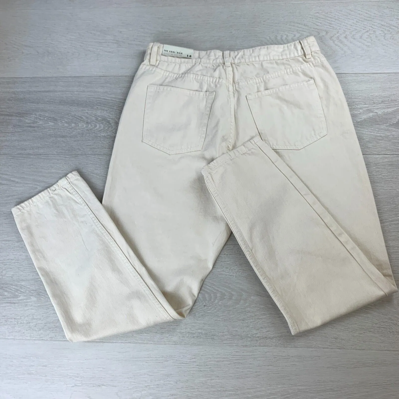 Supre Demin ‘The Cool Mom’ Tapered High Rise Bone Coloured Jeans Size 14