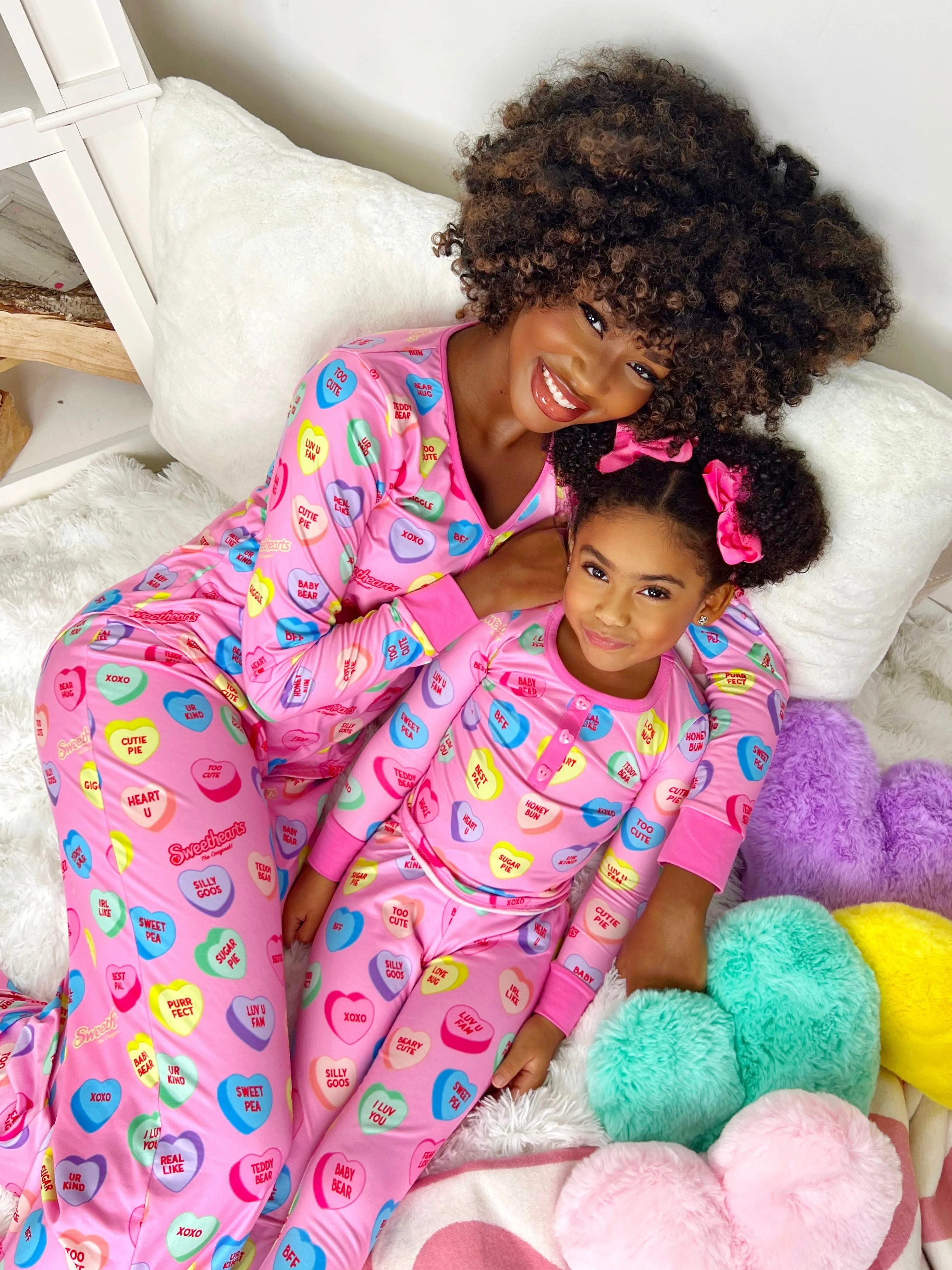 Sweethearts x Mia Belle Mommy and Me UR SWEET Pink Pajamas