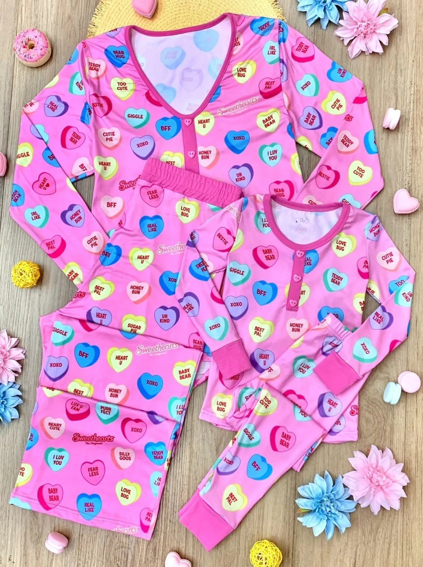 Sweethearts x Mia Belle Mommy and Me UR SWEET Pink Pajamas
