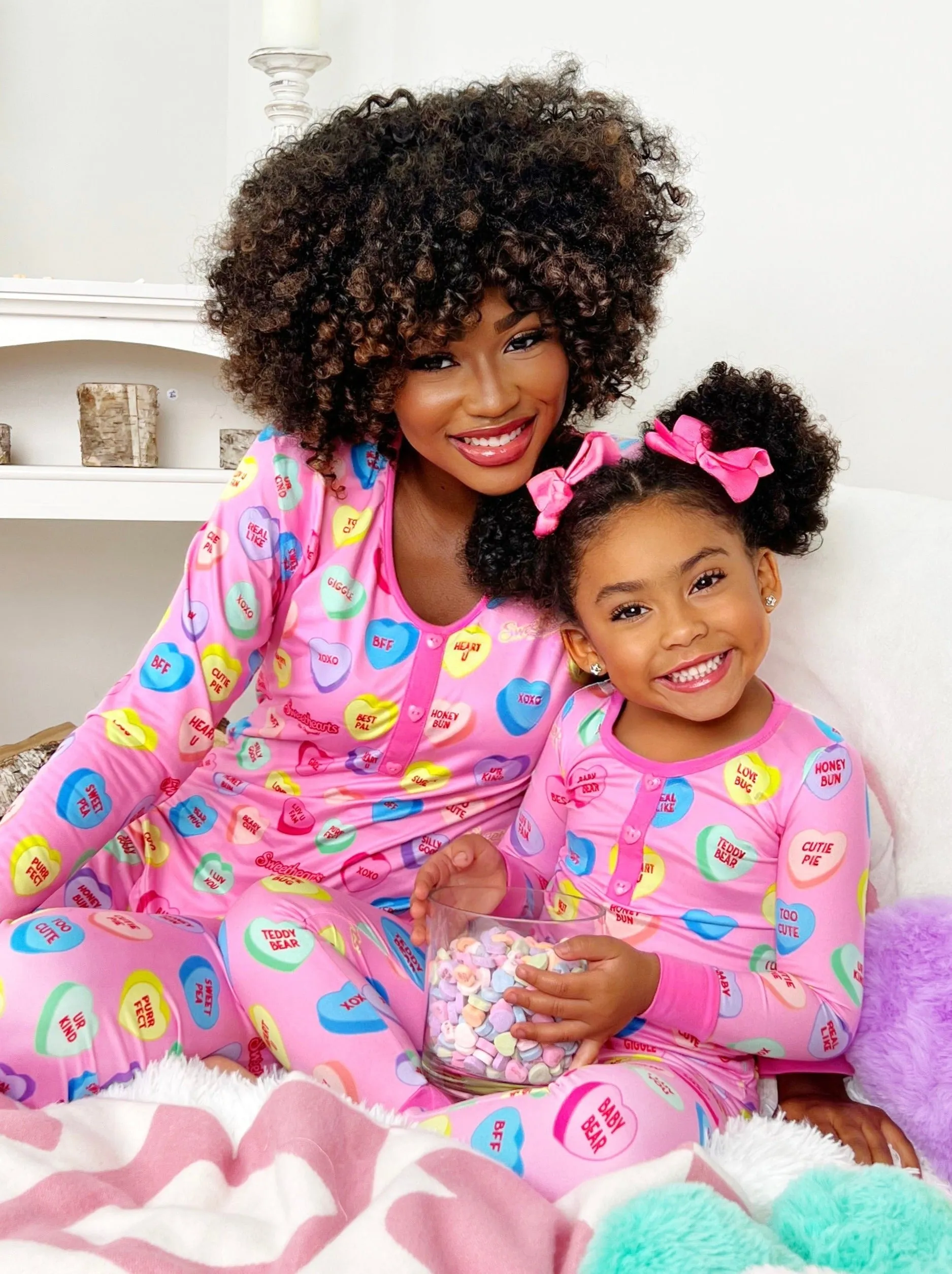 Sweethearts x Mia Belle Mommy and Me UR SWEET Pink Pajamas