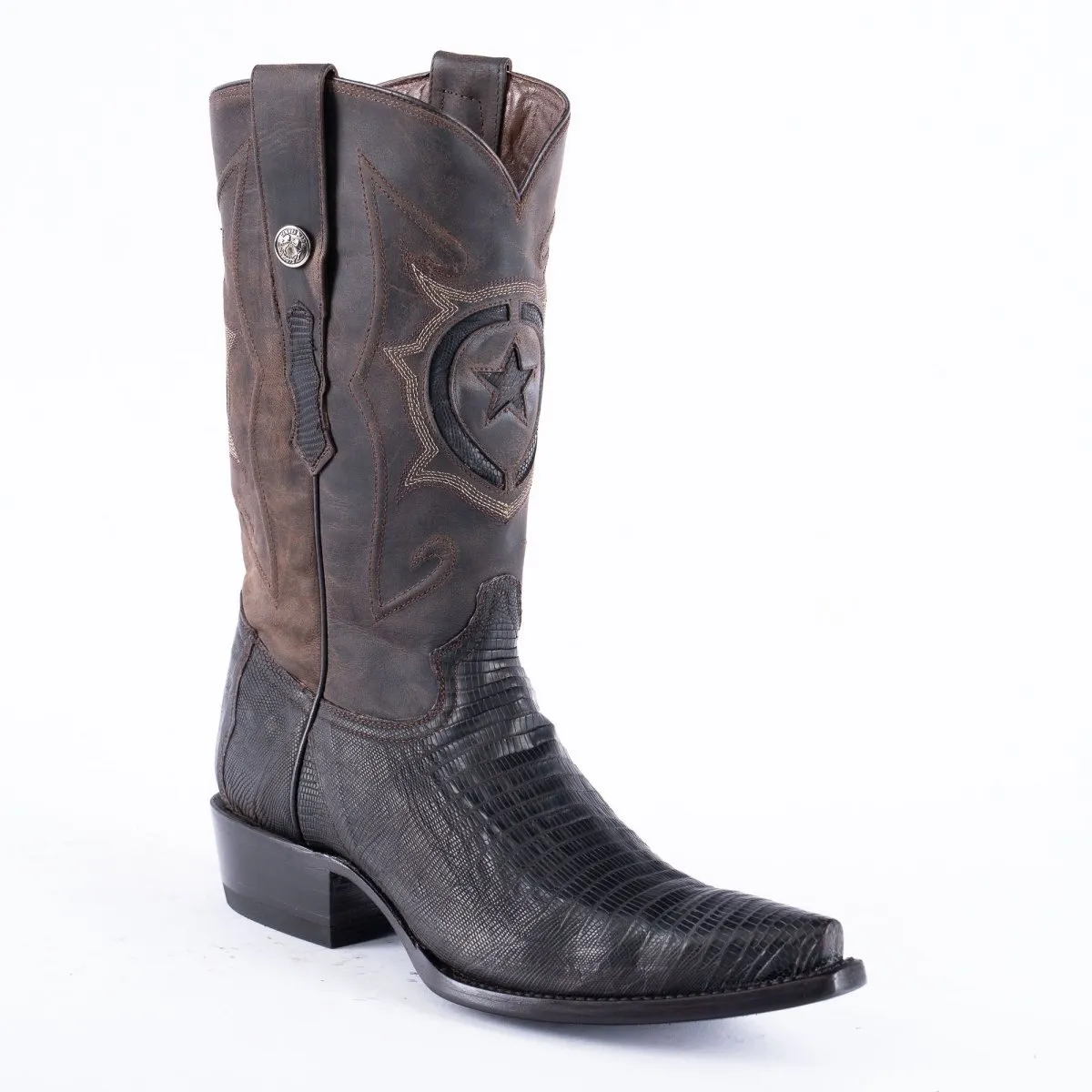 TANNER MARK EXOTIC LEATHER Lizard Oiled Nicotine Cowboy Boots Snip Toe