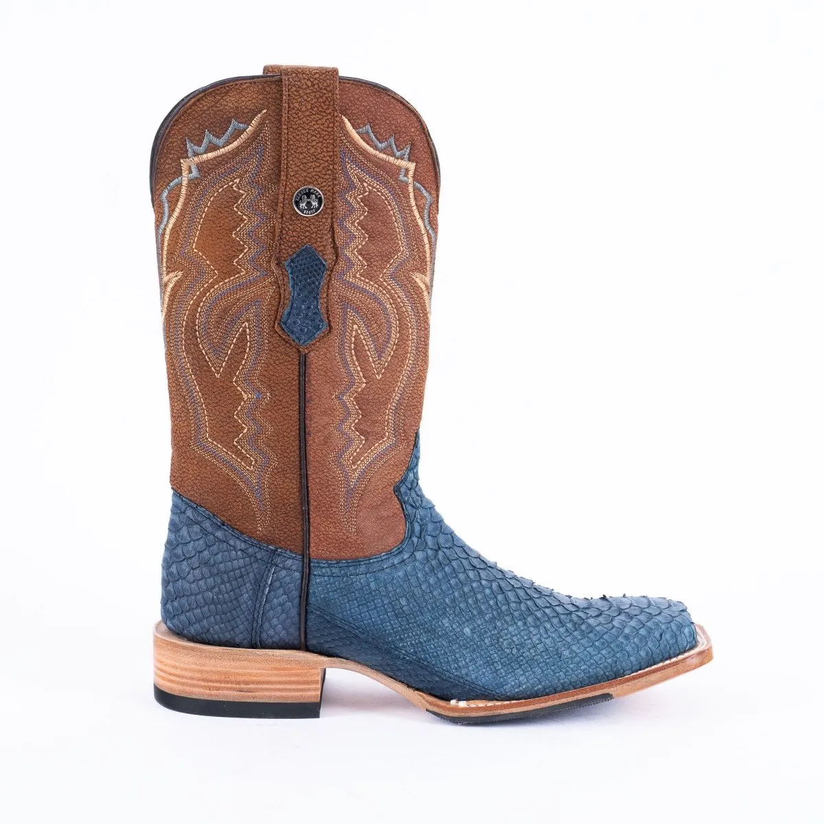 TANNER MARK MEN'S EXOTIC LEATHER Python Nobuck Blue Cowboy Boots