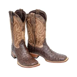 TANNER MARK MEN’S Ostrich Rustic Brown Print Western Boots