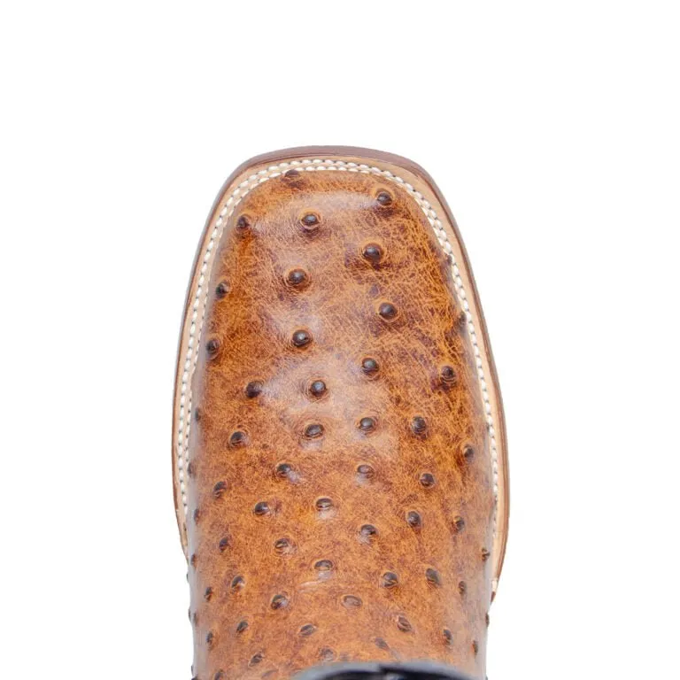 TANNER MARK MEN’S Ostrich Rustic Cognac Print Western Boots