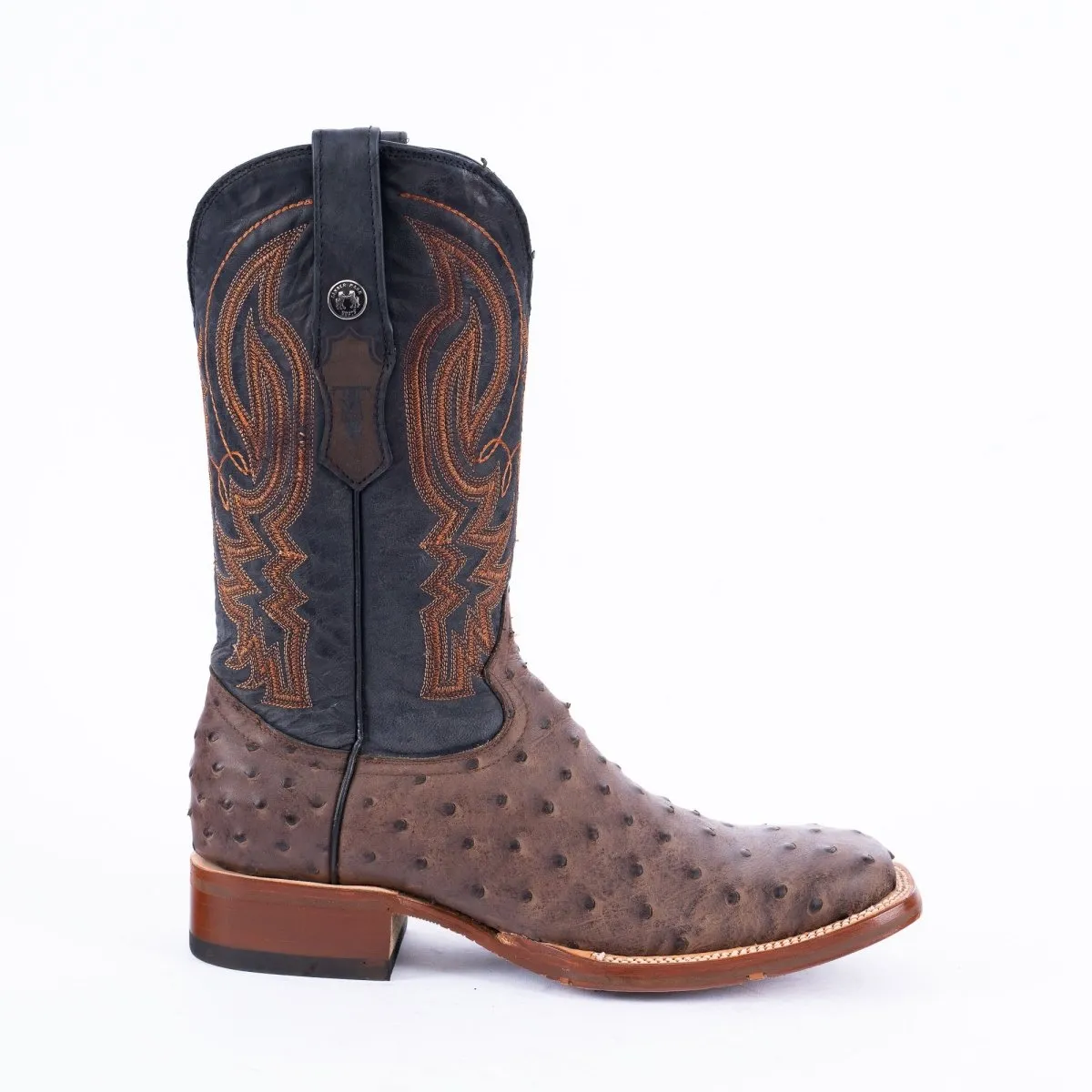 TANNER MARK MEN'S Print Ostrich MD Nicotine Cowboy Boots Rubber Sole