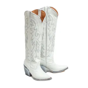 TANNER MARK WOMEN’S Cheyenne White Calf Fashion Heel Knee High Cowgirl Boots