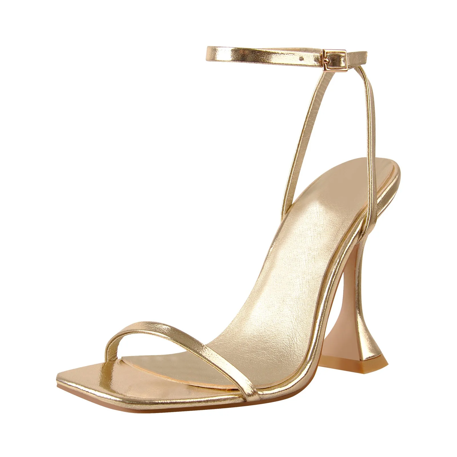 Tapered Heel Ankle Strap Sandals