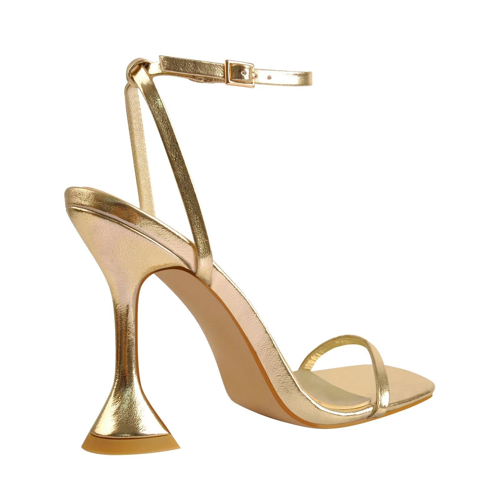 Tapered Heel Ankle Strap Sandals