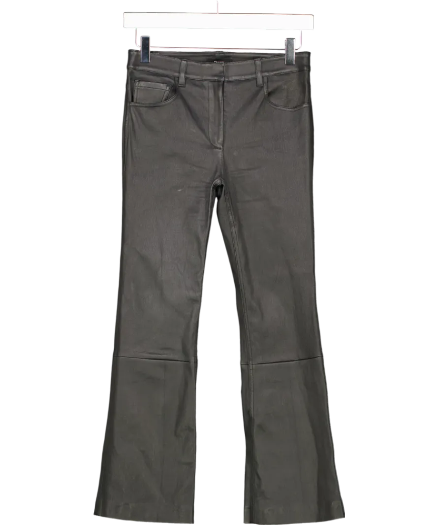 Theory Black Leather Kick Flare Jeans UK XXXS