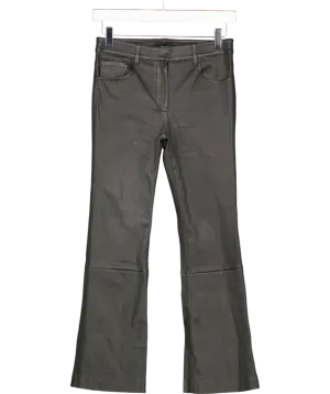 Theory Black Leather Kick Flare Jeans UK XXXS