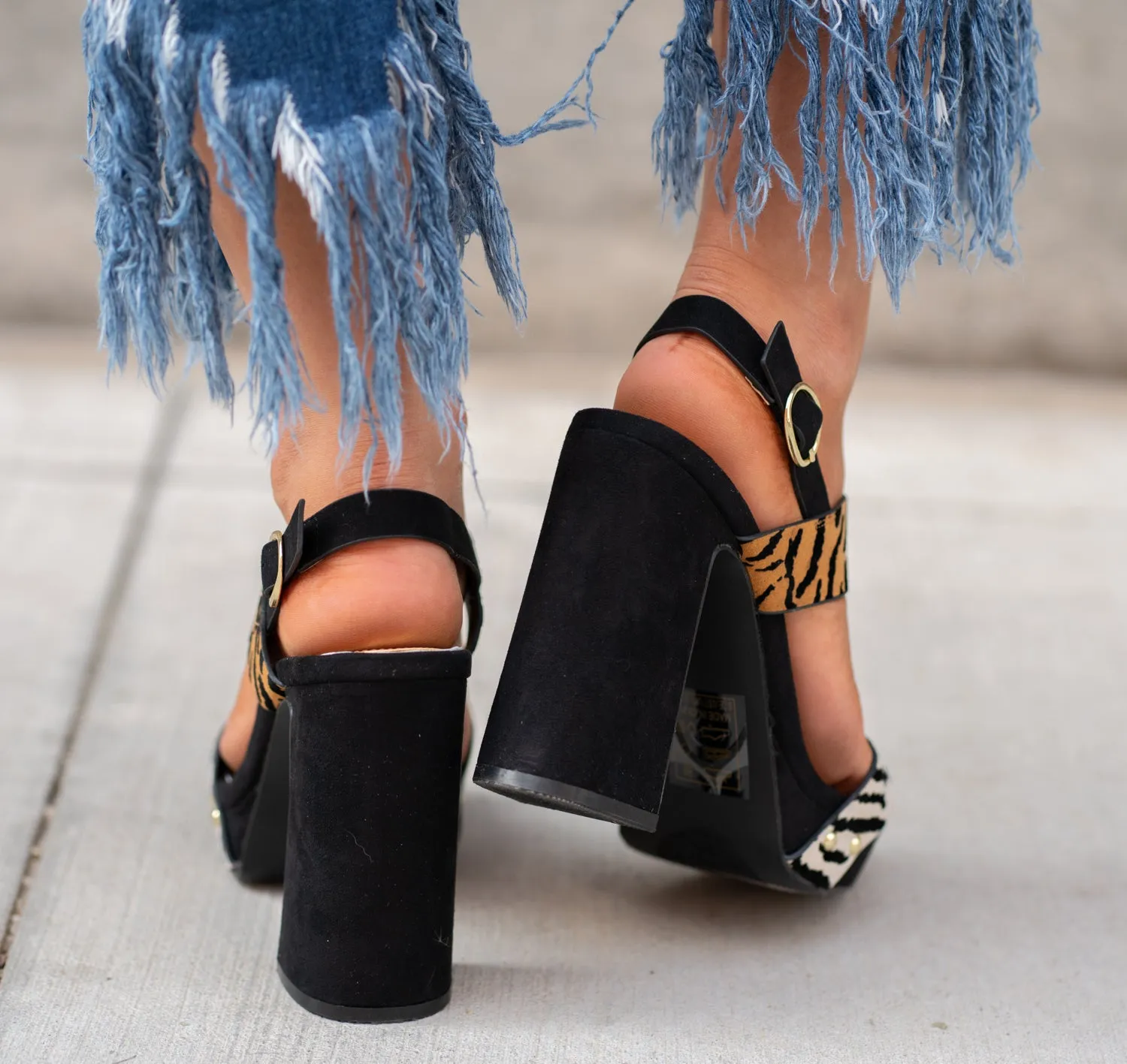 Tiger Print Block Heels