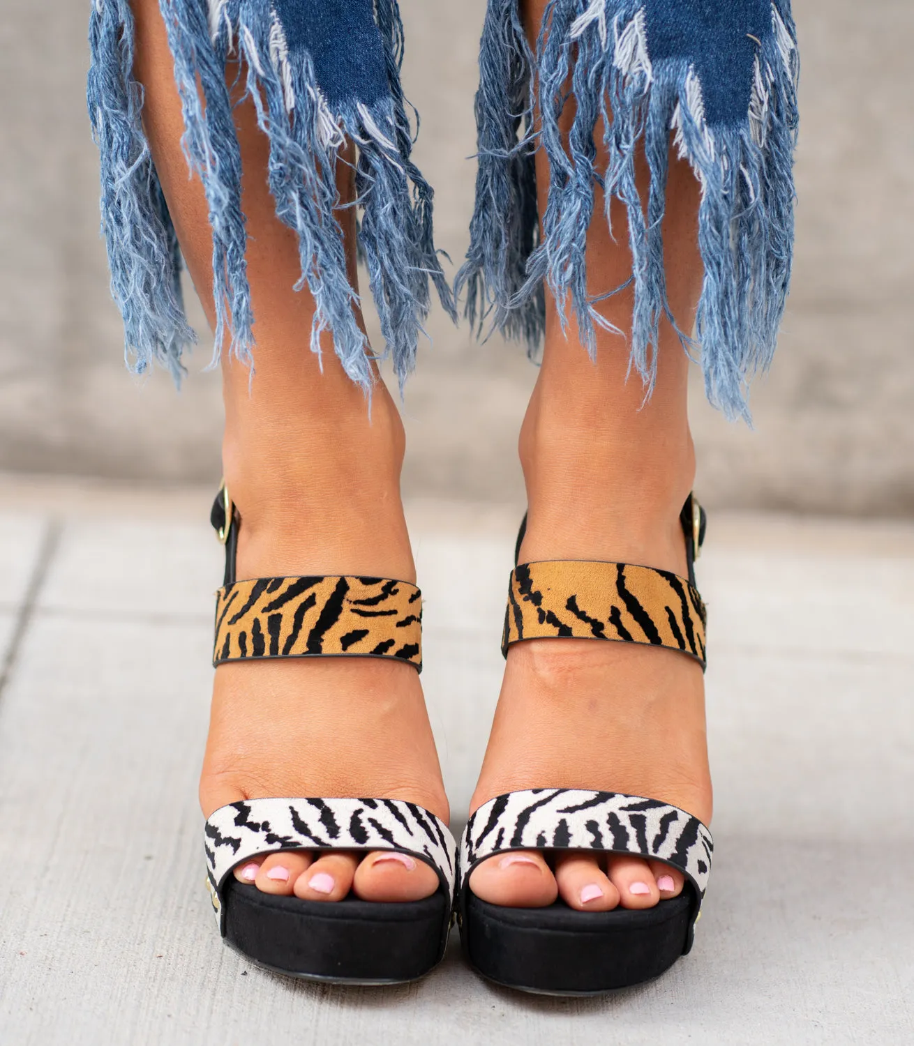 Tiger Print Block Heels