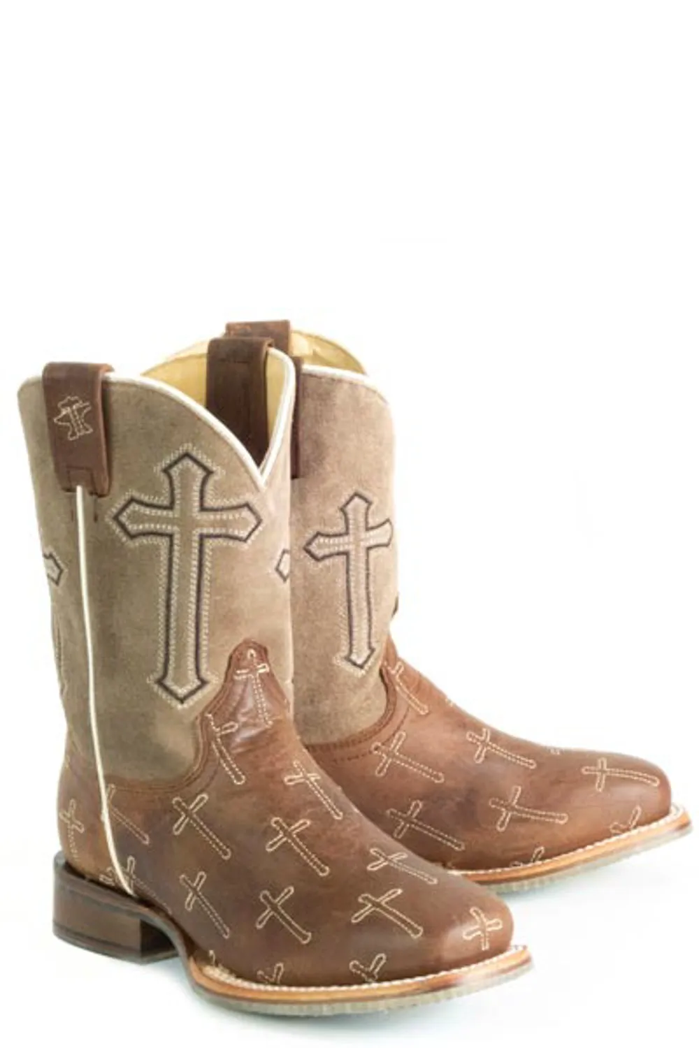 Tin Haul Youth Unisex Holy Son Blessed Are Those Brown Leather 10in Cowboy Boots