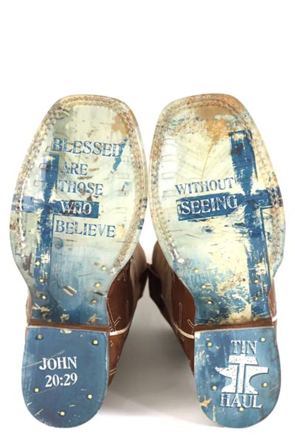 Tin Haul Youth Unisex Holy Son Blessed Are Those Brown Leather 10in Cowboy Boots