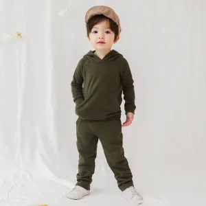 Toddle 2 piece olive cotton hoodie and pant set