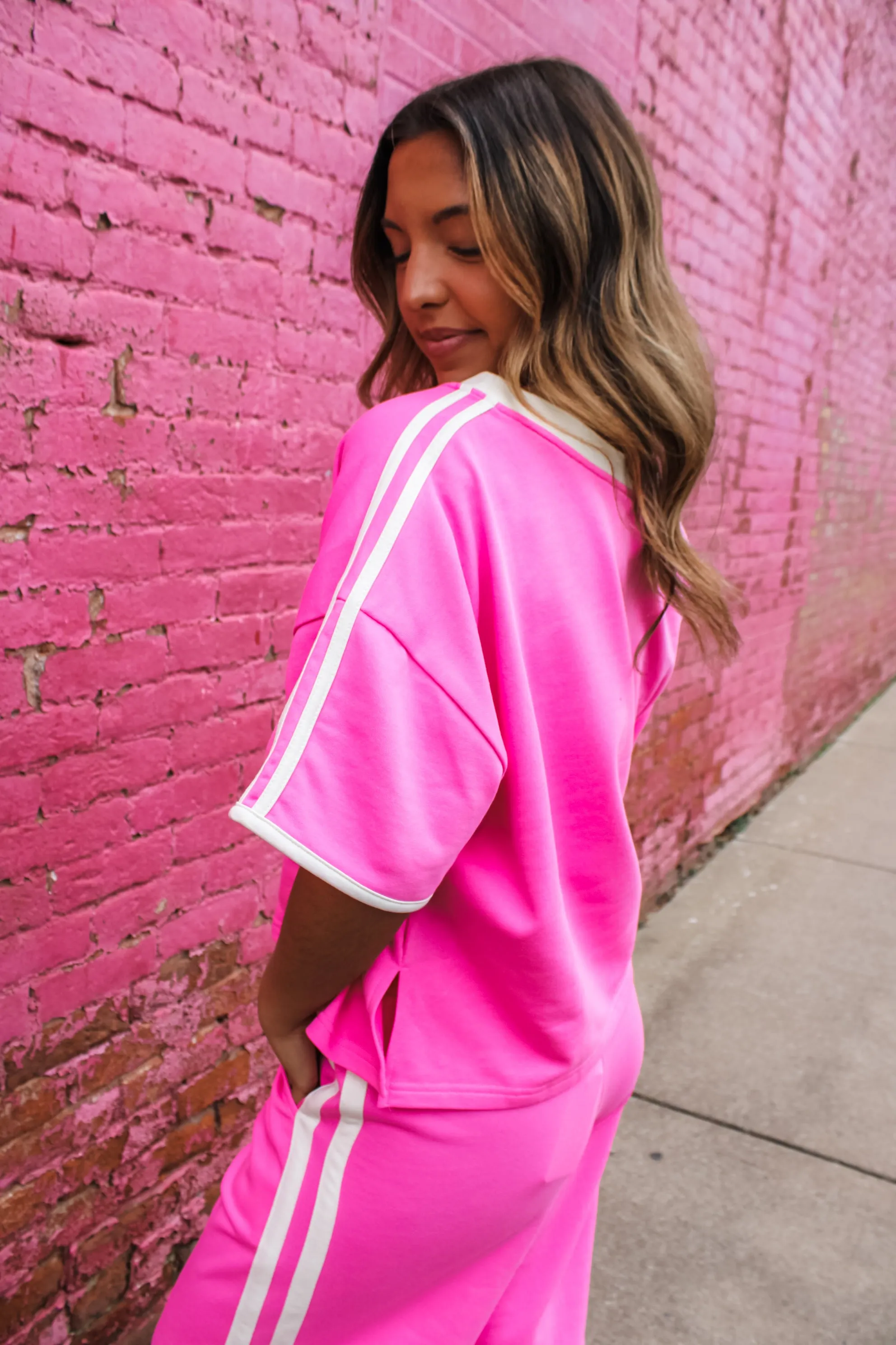 Track & Field Stripe Top • Pink