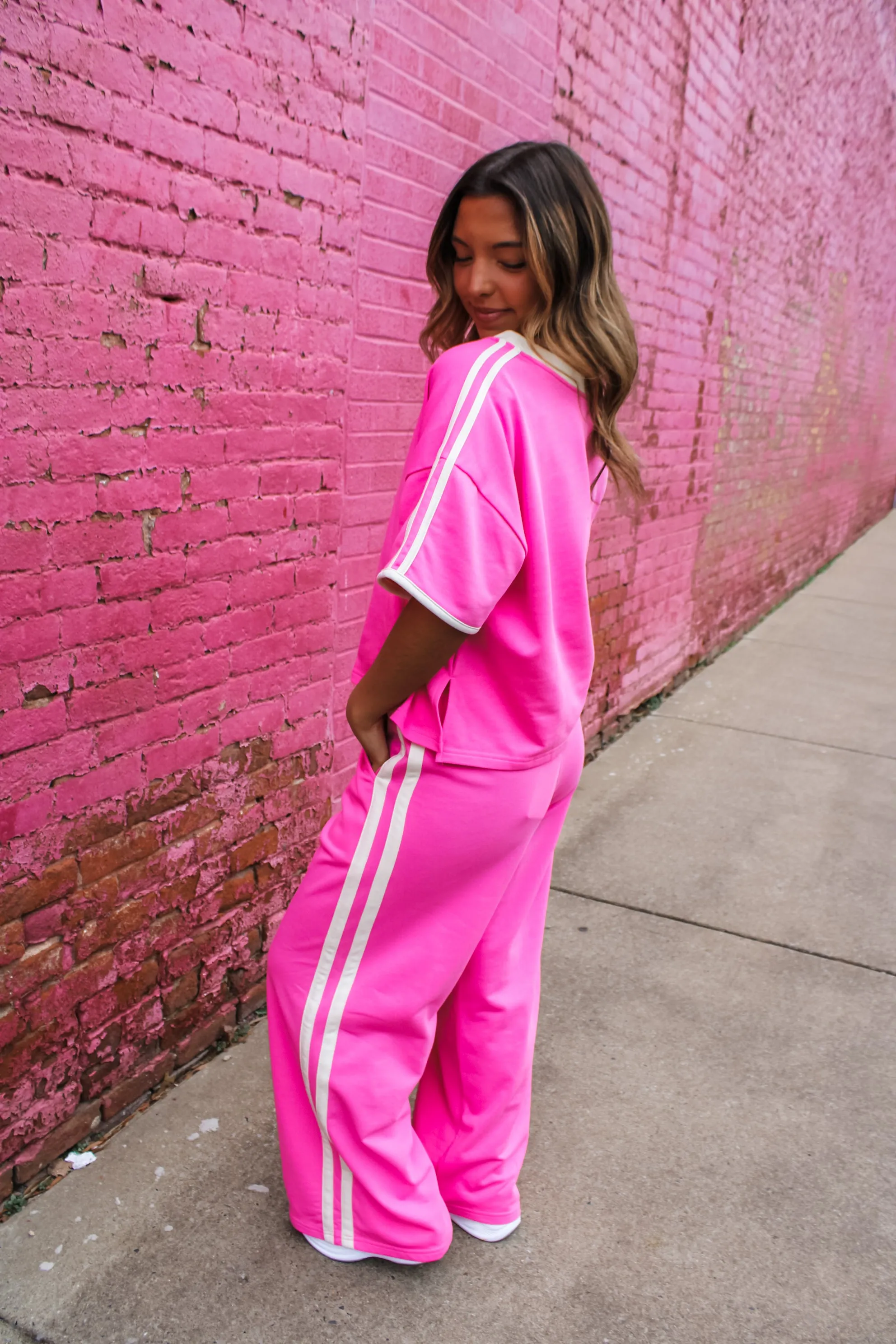 Track & Field Stripe Top • Pink