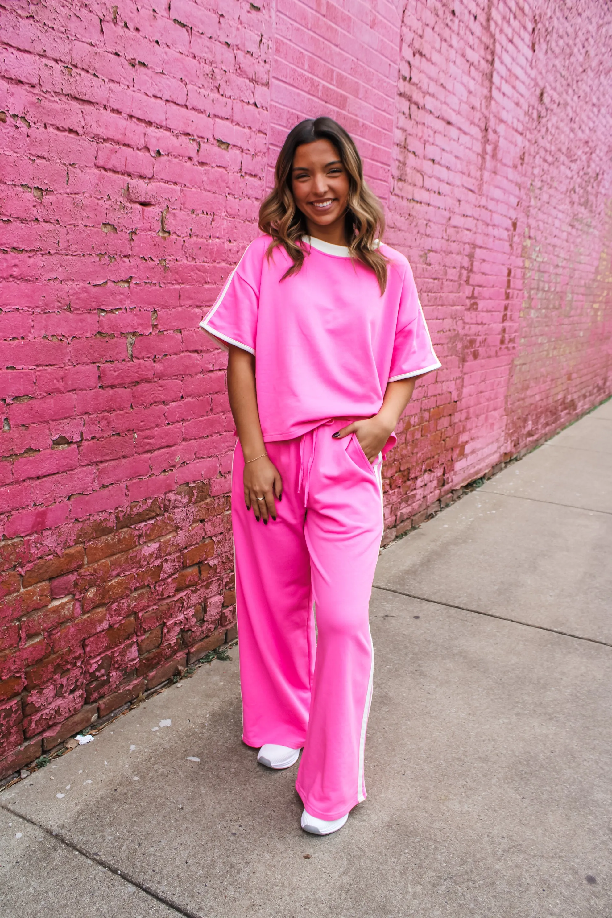 Track & Field Stripe Top • Pink