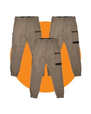 Tradies WP-4 Stretch Cuffed Work Pants Value Pack - Khaki