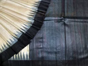 Tussar Ghicha Plain Anchal Saree
