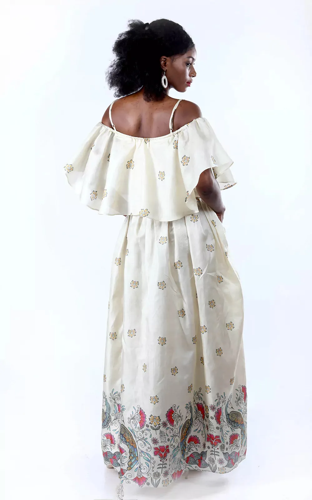 Tussar silk digital printed long dress