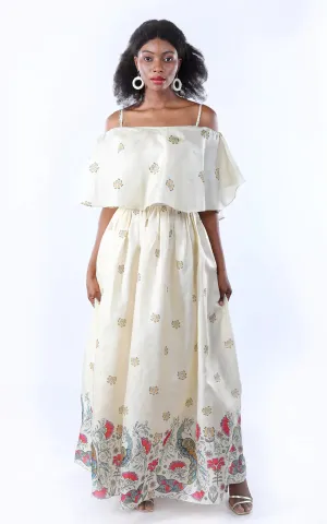 Tussar silk digital printed long dress