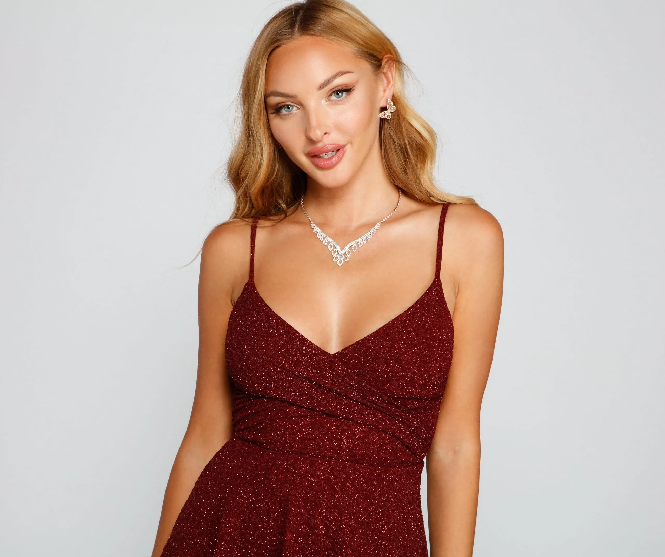 Twirl And Glow Charming Glitter Skater Dress