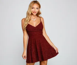 Twirl And Glow Charming Glitter Skater Dress