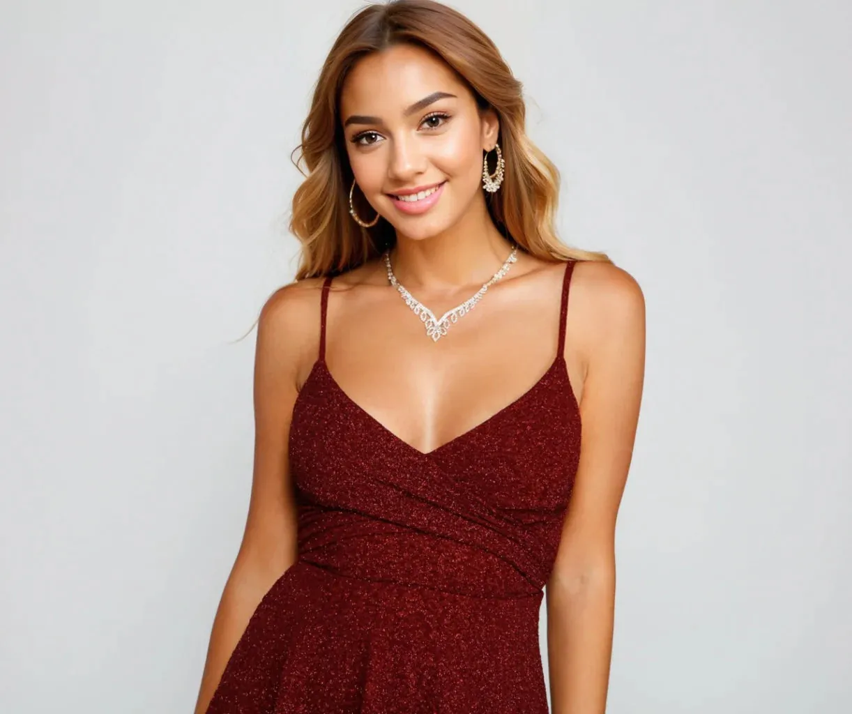 Twirl And Glow Glitter Skater Dress