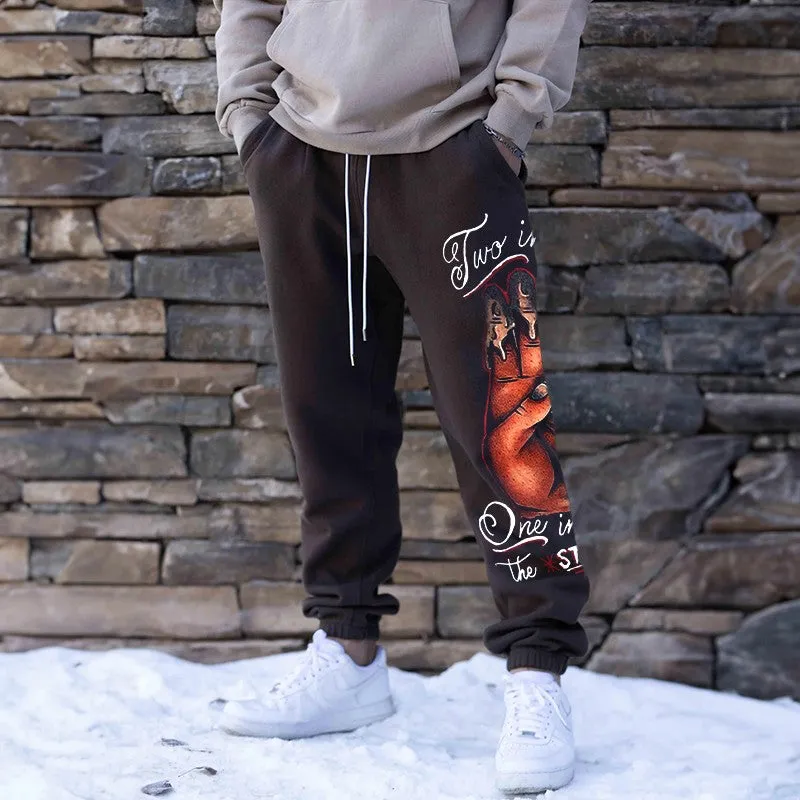 TWO IN THE PINK, ONE IN THE STINK Sexy Letter GRAPHIC PRINT JOGGERS
